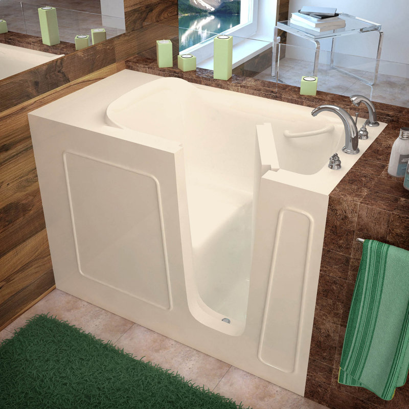 Santa Fe 53" x 26" Walk in Soaking Fiberglass Bathtub with Faucet, Biscuit, Right