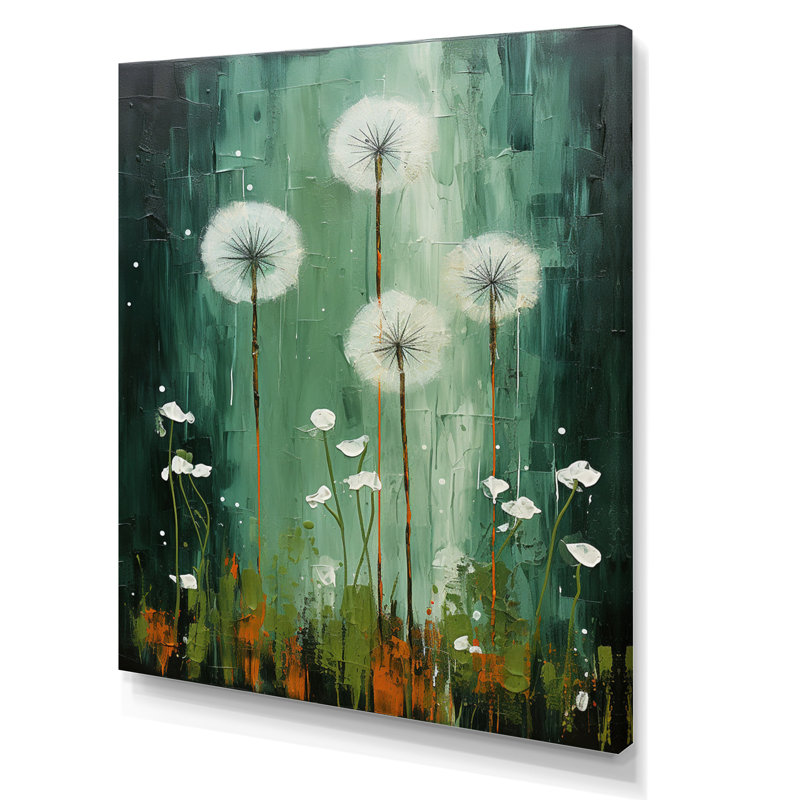Pissenlit, art mural sur toile, impression de botanique vert - Collage pissenlit vert III, H 32 po x l 24 po x P 1 po