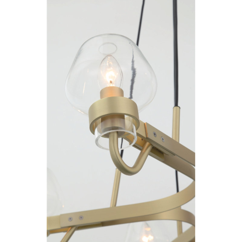 Lustre en forme de boule de lumière sculptée en forme de bougie Keneth, 50” Length x 50” Width x 90” Height, Vert