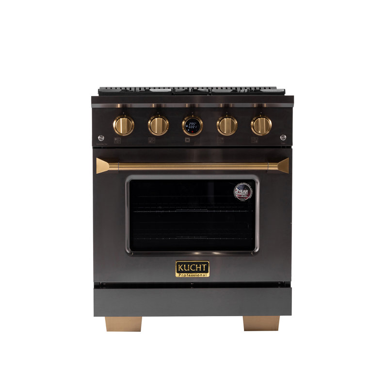 30 in. 4.2 cu. ft. 4 Burners Dual Fuel Range with Kucht Horus Thermostat, Titanium Stainless Steel, Liquid Propane