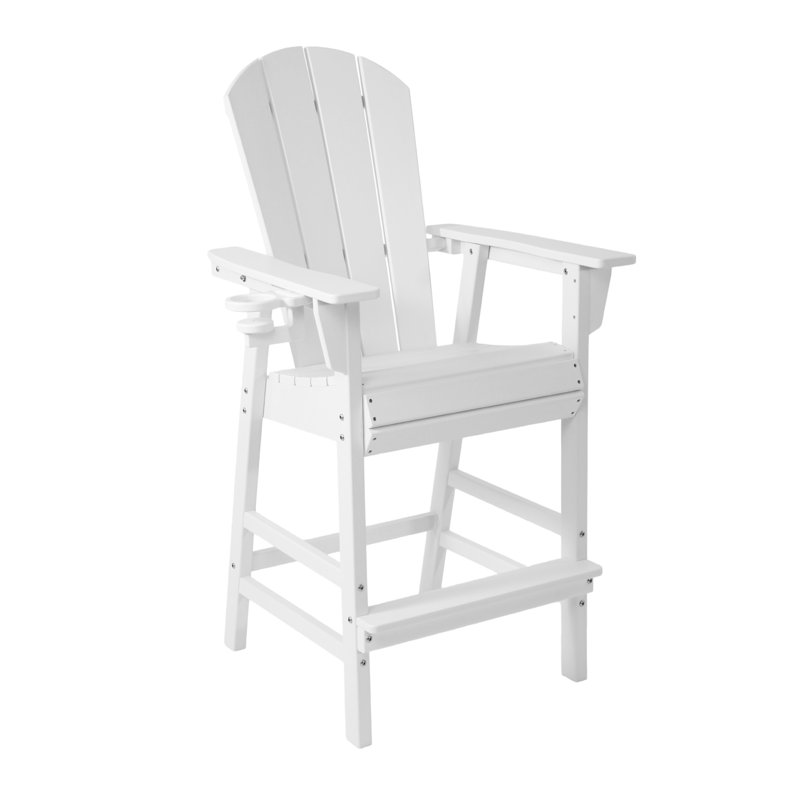 Chaise de bar Adirondack avec porte-gobelet, White, 29.5"