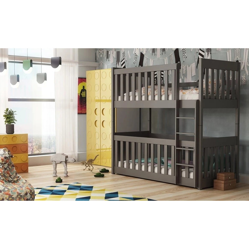 Knight Single (3') Standard Bunk Bed and Mattress, Graphite