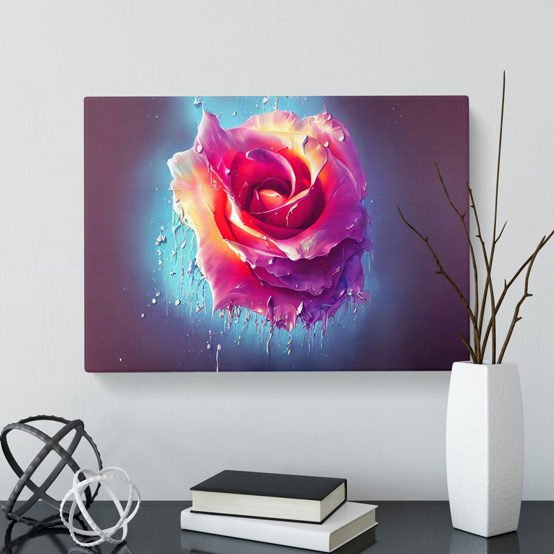 Painted Rose Flower Vol.2 - Wrapped Canvas, 50cm H x 76cm W x 3cm D