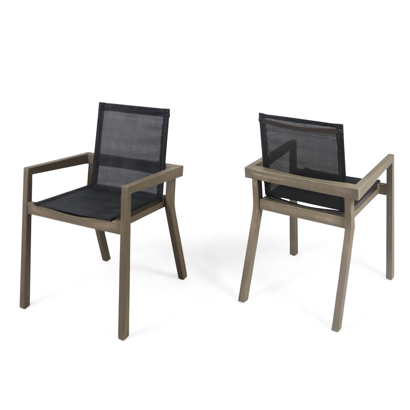 Chaises de salle à manger 2 - Siège en maille gris confortable et structure en bois pour le plaisir de la satisfaction extérieure