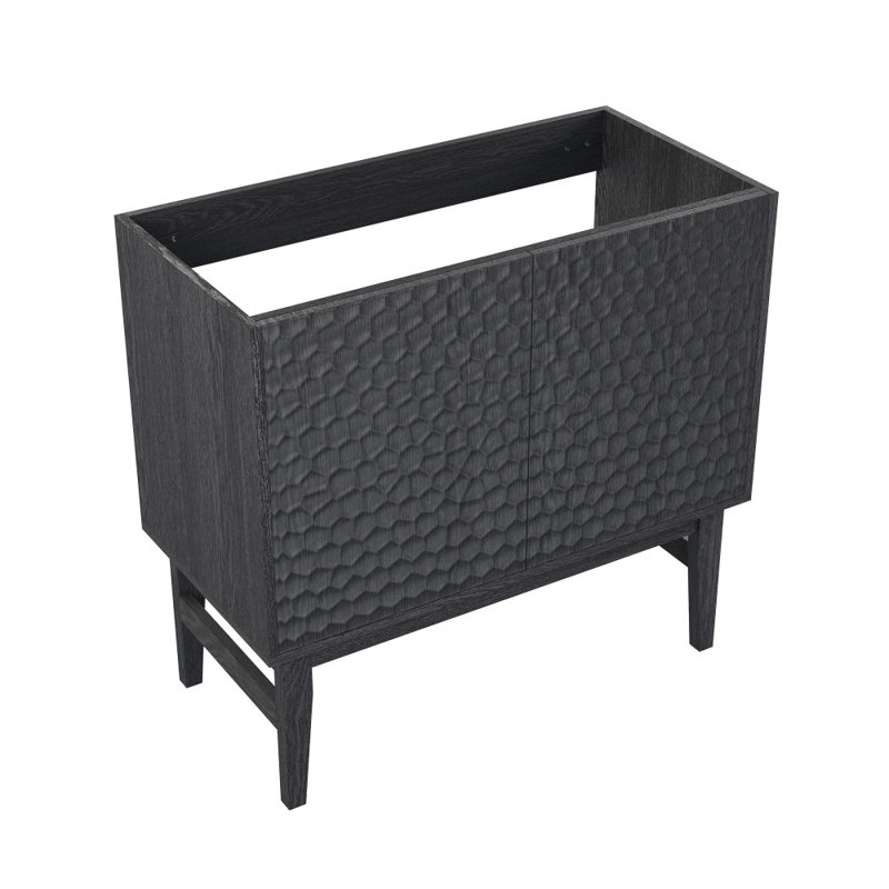 Armoire de salle de bain autoportante sans comptoir en chêne 36 po Bosse, Noir, noir, noir, noir