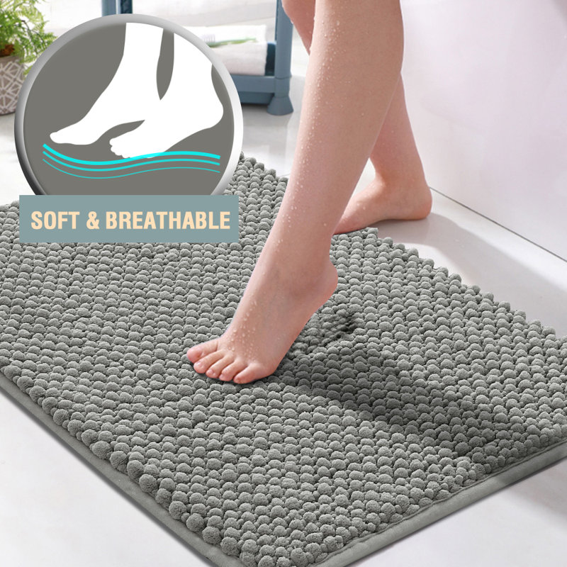 Yorvin 1 Piece Bath Rugs Soft Shaggy Non-Slip Chenille Bathroom Rugs Machine Washable Bathroom mat Tub and Shower Home Decor Accessories Rubber Bath Rug