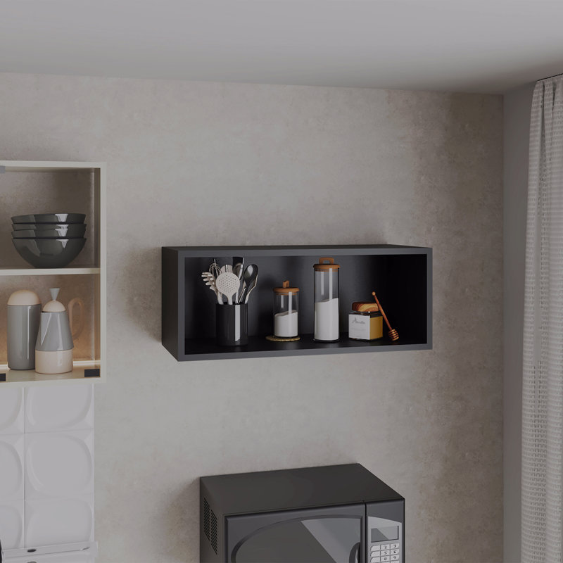 Wall Cabinet 12" H, 1 Spacious Shelf, 12" H x 40" W x 12.5" D, Black