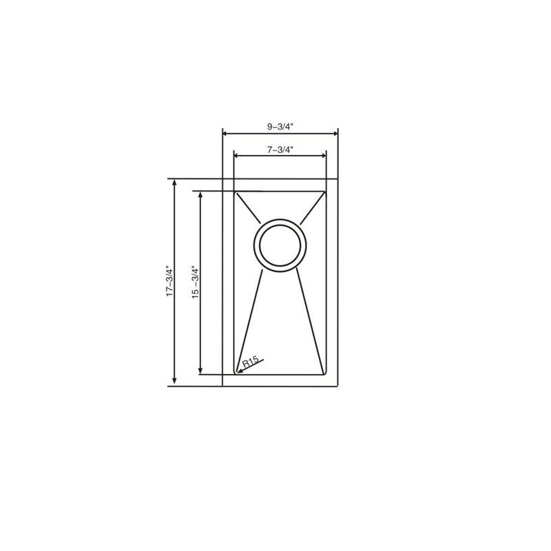 Évier de cuisine en acier inoxydable encastrable L 10 po x l 18 po