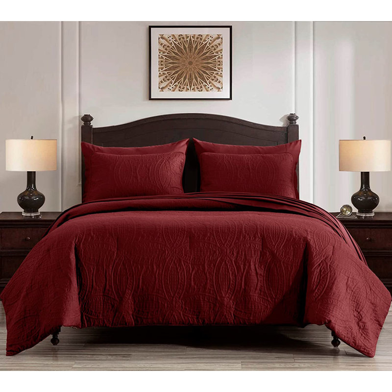 Liam Microfiber 7 Piece Bed in a Bag Comforter Set, King Comforter + 6 Additional Pieces, Burgundy