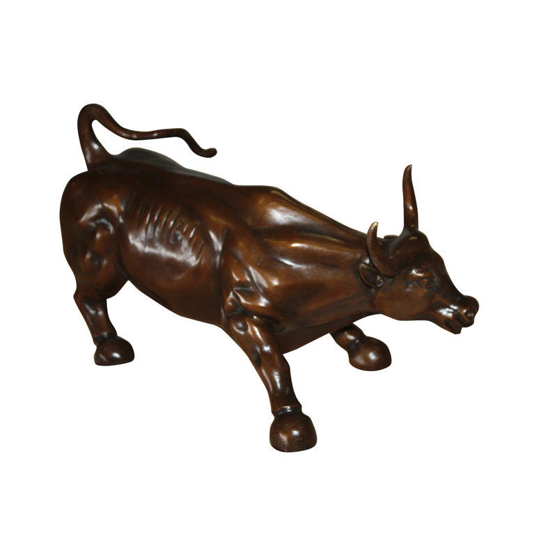Petite statue de taureau en bronze Wall Street - sculpture emblématique Briallen, L 12 po x l 6 po x H 7,5 po
