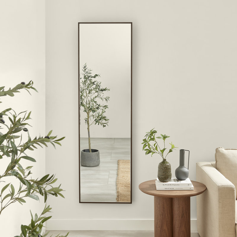 Struan Wooden Rectangle Full Length Bedroom Hallway Mirror - Scandi Elegant Style, 170 cm H x 50 cm W, Walnut