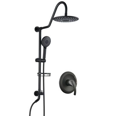 Modern Matte Black Shower Faucets & Systems, Adjustable Brass Rainfall Combo For Home
