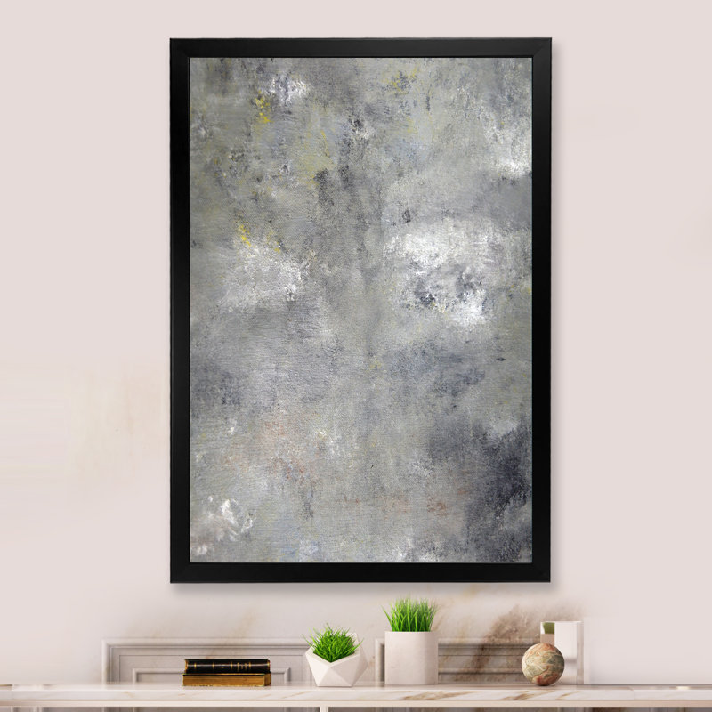 Art moderne gris et bleu II 2FDP47751, Toile avec cadre noir, H 20 po x l 12 po x P 1 po
