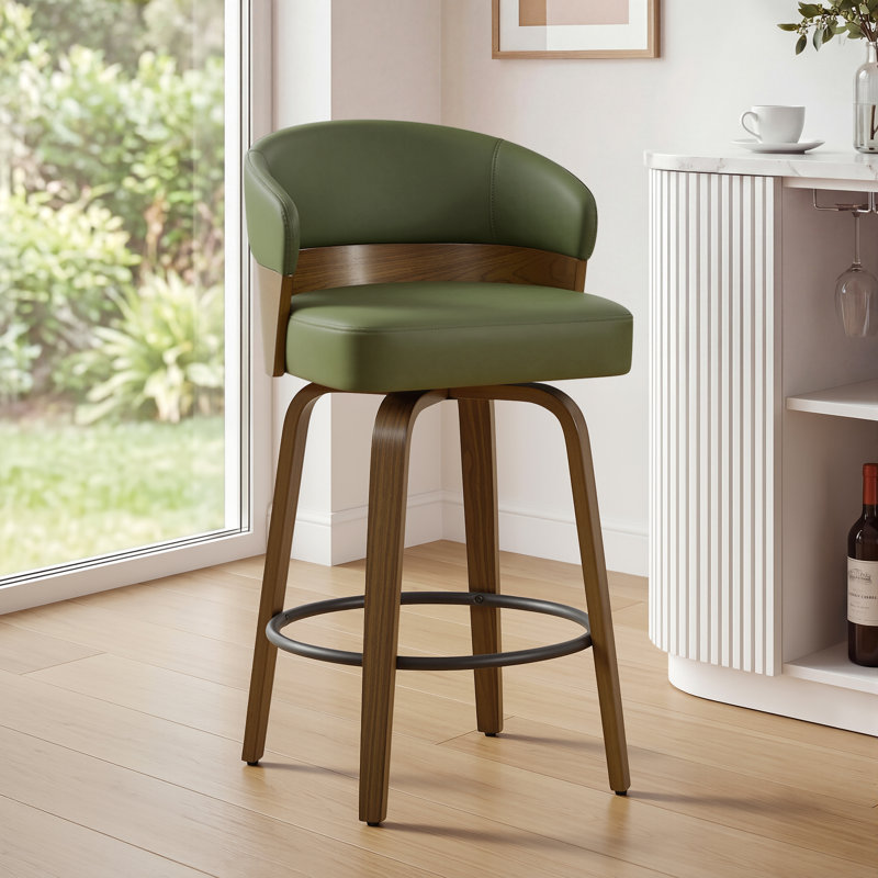 Tabouret de bar pivotant Mid-Century, Vert