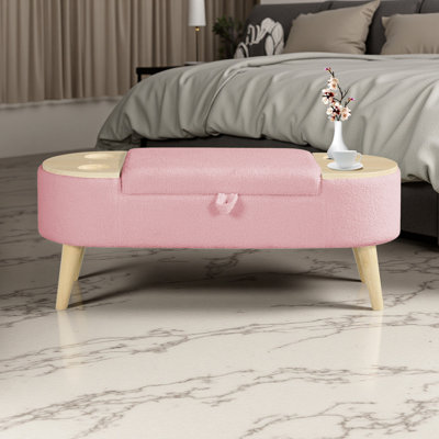 Banc de rangement avec repose-pieds 43,5 po avec couvercle à fermeture en douceur et repose-pieds sécuritaire pour les enfants, tissu en velours pour le salon, l'entrée et la chambre à coucher