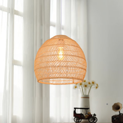 Turbeville 1 - Light Rattan Dome Pendant