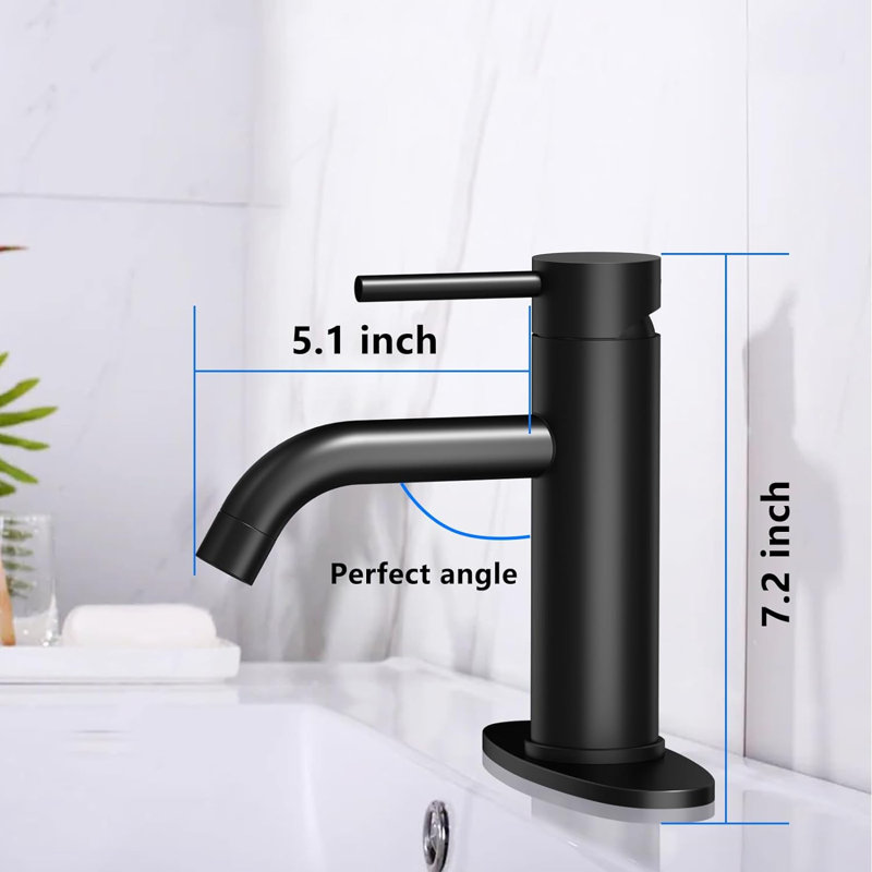 Modern Single-handle Bathroom Faucet with Drain Assembly, Matte Black