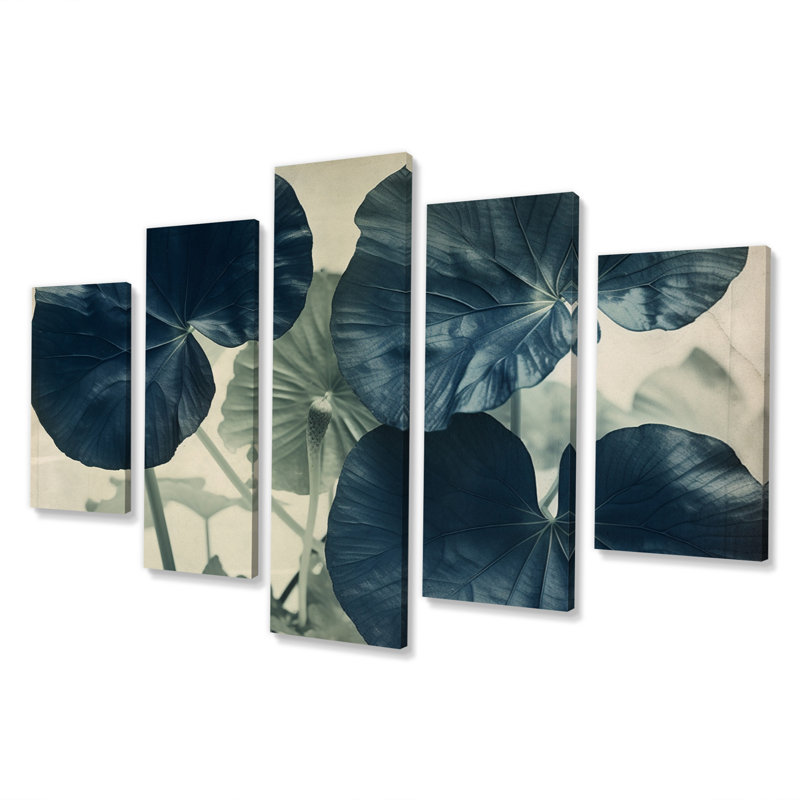 «Ginko Leaves In The Wild Blue», reproduction d'art sur toile - 5 panneaux