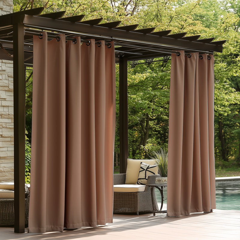 Waterproof Blackout Outdoor Curtains for Patio & Pergola – Premium Privacy & Weatherproof  - 1 Panel, Brown, 54" W x 95" L, 1