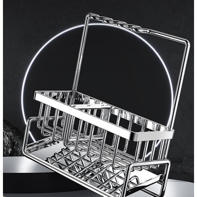 Kitchen Sink Caddy - Sponge Brush Holder With Removable Slope Drip Tray Sus304 Stainless Steel Rustproof Sink Rack