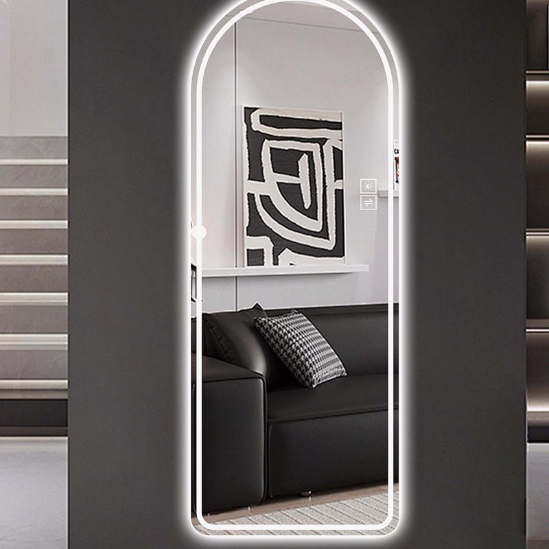 Miroir pleine longueur de 65 po x 21 po à DEL, à intensité variable, haute définition et antidéflagrant, debout ou fixé au mur