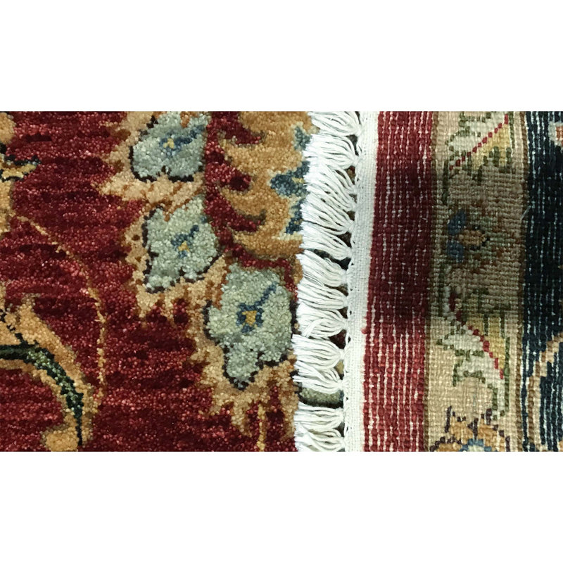 Tapis rouge et noir noué à la main de haute qualité