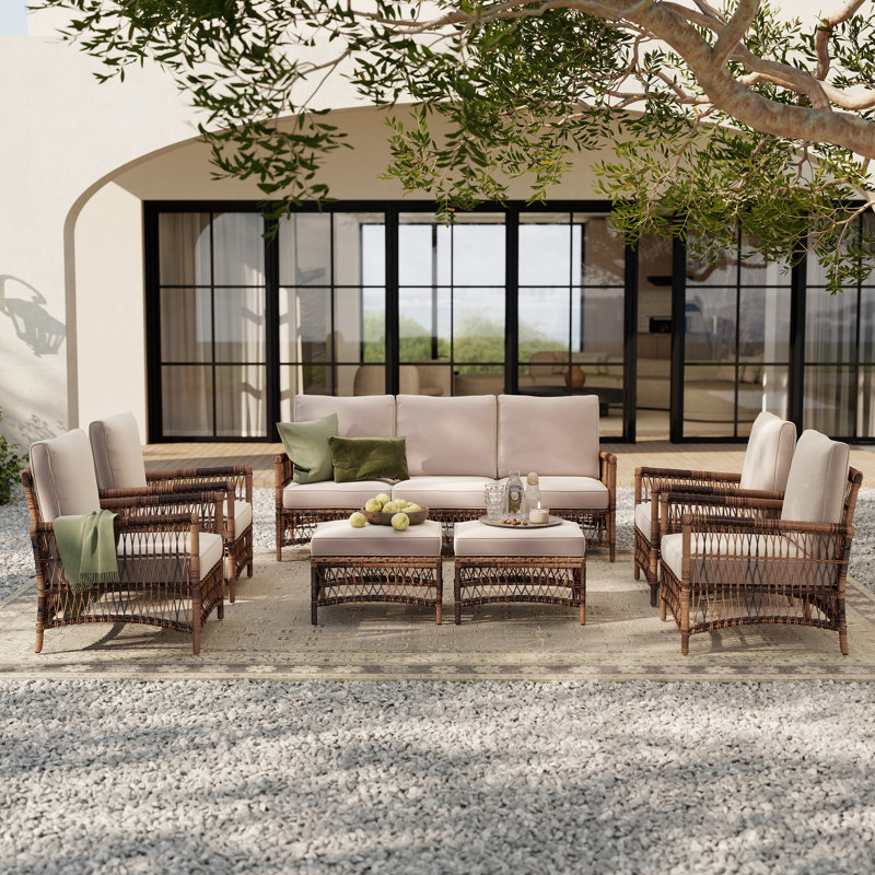 7-piece Rattan Conversation Seating Group With Cushions, No