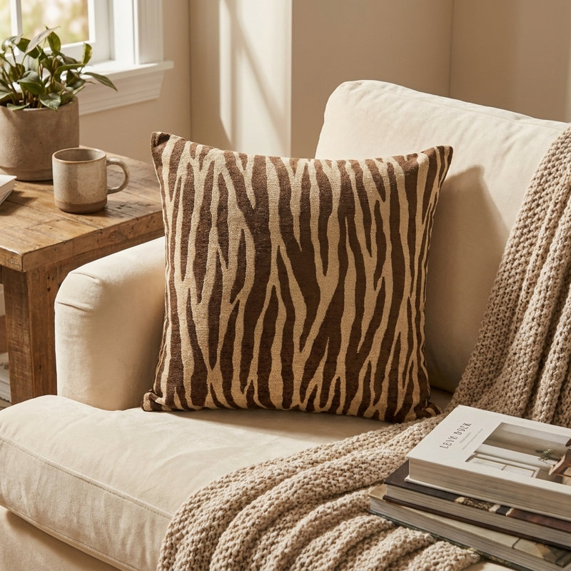 Coussin de luxe zèbre Zippy, 26 po x 26 po, Oreiller européen