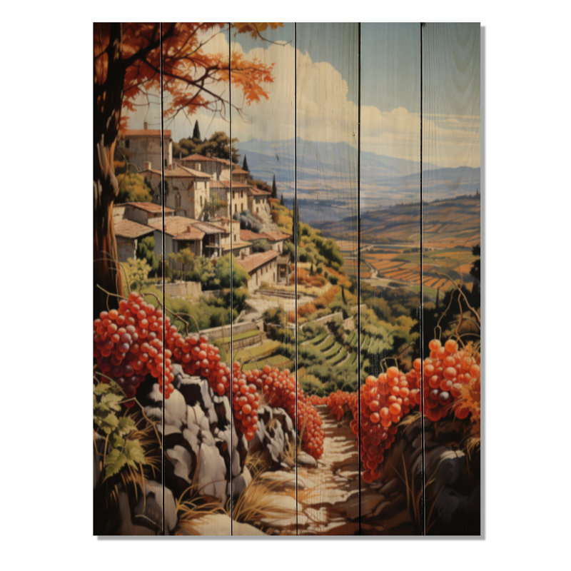 Fauvisme espagnol Hacienda III - impression de paysages urbains sur bois de pin naturel, H 32 po x l 24 po x P 0,78 po