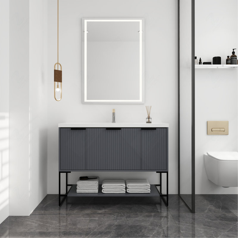 Meuble-lavabo autoportant 48 po x 18 po avec lavabo en résine