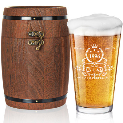 30th Birthday Gifts,1996 Beer Glass in Barrel Box-450ml