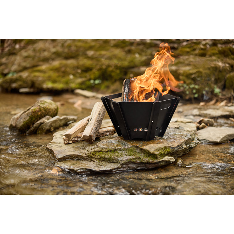 Portable Steel Fire Pit, 7" H x 11" W x 11" D