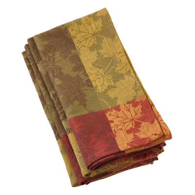 Ensemble de 4 serviettes de table à motif de feuillage en jacquard 100% coton l 20 po x L 20 po