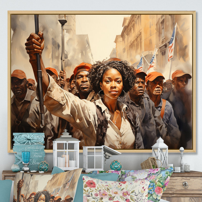 Art afro-américain puissant - Art mural afro-américain, Cadre flottant érable, H 24 po x l 32 po x P 1 po