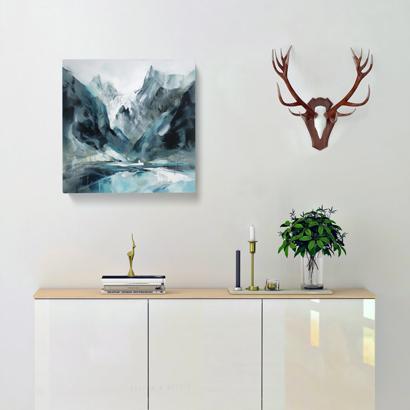 Glacier Gestural Art No.2 - Wrapped Canvas - Framed Print