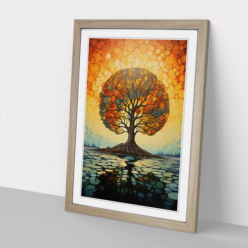 Oak Tree Modern - Single Picture Frame Print on Wood, Oak , 46cm H x 34cm W x 2cm D