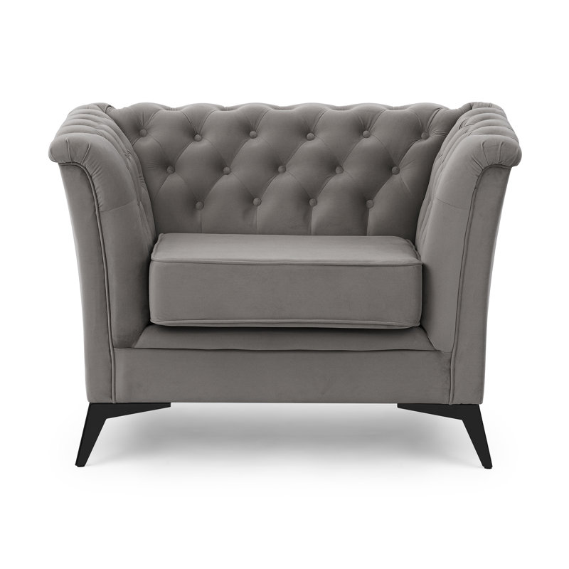 Whitby Velvet Chesterfield Chair, Black, Grey
