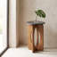 Round Black Marble Wood Cutout Side Table