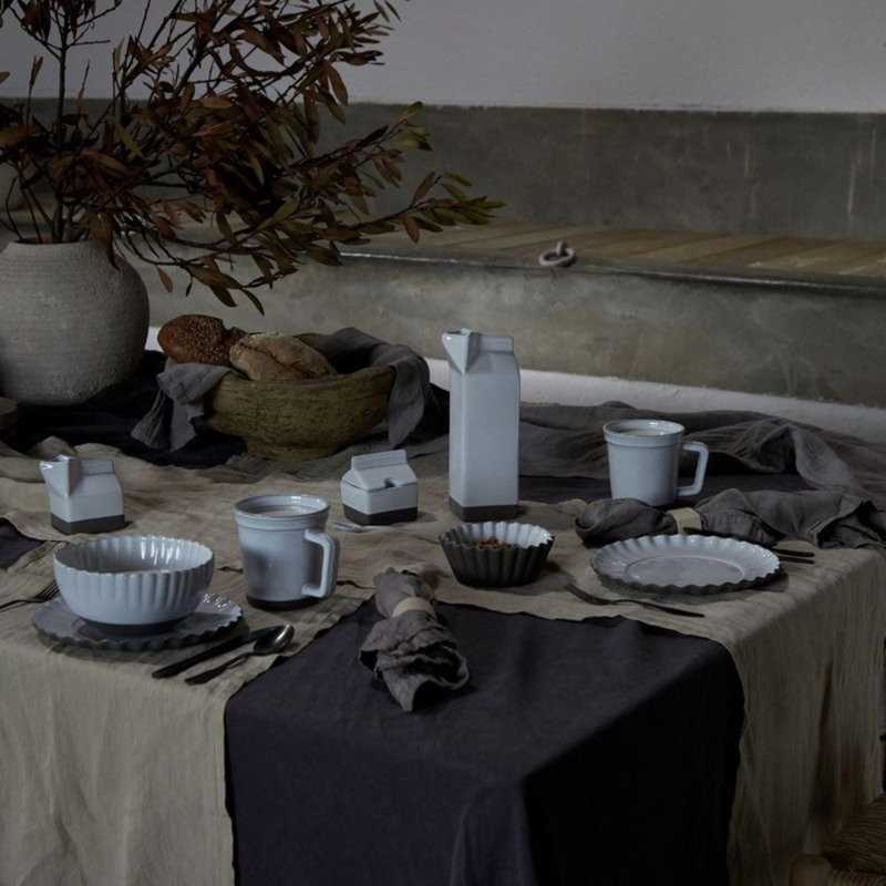 Maria Linen Square Napkins, Cloud Gray