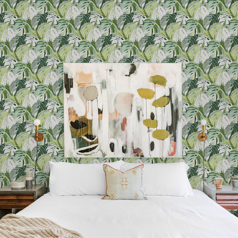 Rouleau de papier peint L 33 pi x l 20,5 po Mccubbin Monstera, Vert