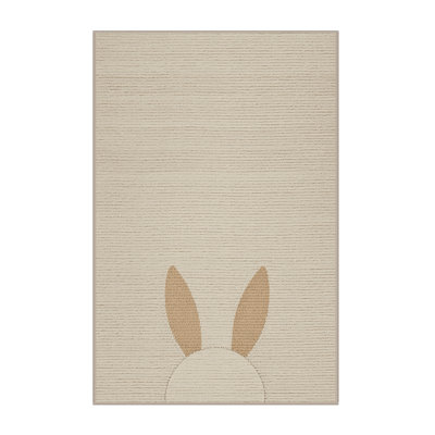 Machine Washable Ahart Easter Modern & Contemporary Abstract Rug in Beige – Beige Binding
