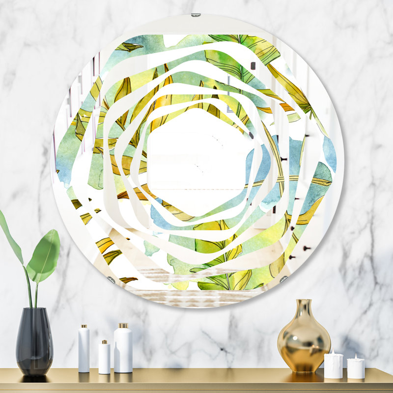 Miroir mural Coastal, H 31,5 po x l 31,5 po, Feuillage tropical tourbillonnant