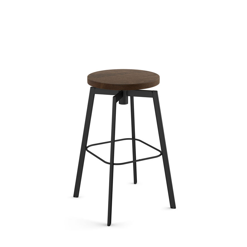 Tabouret de bar et de comptoir pivotant en bois massif Katerinka, Brun, Tabouret de bar (siège d'une hauteur de 29,50 po)