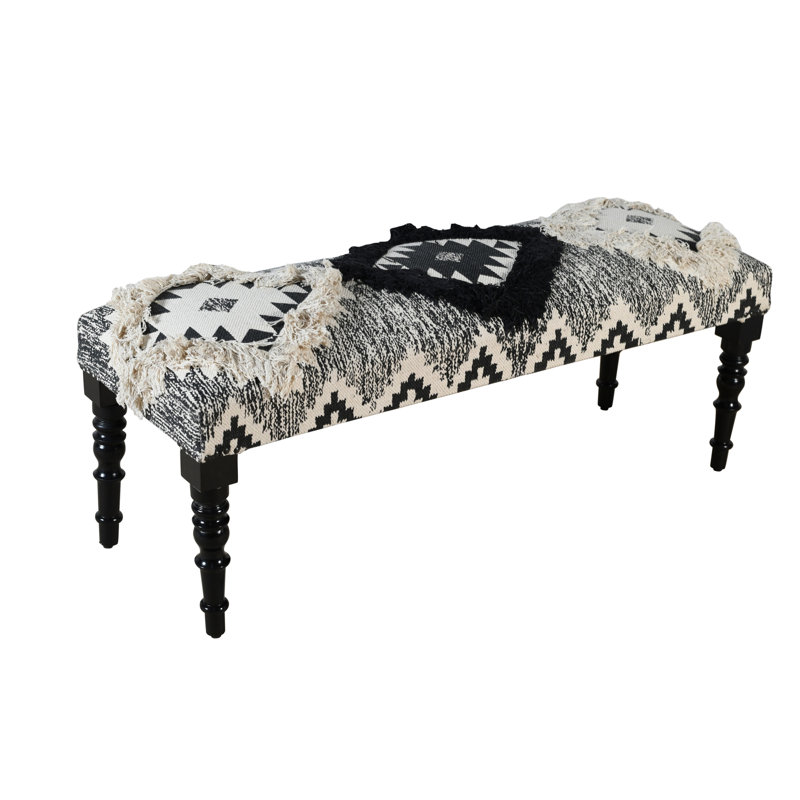 Gutirrez Scandi Gray/Black Geometric Upholstered Bench