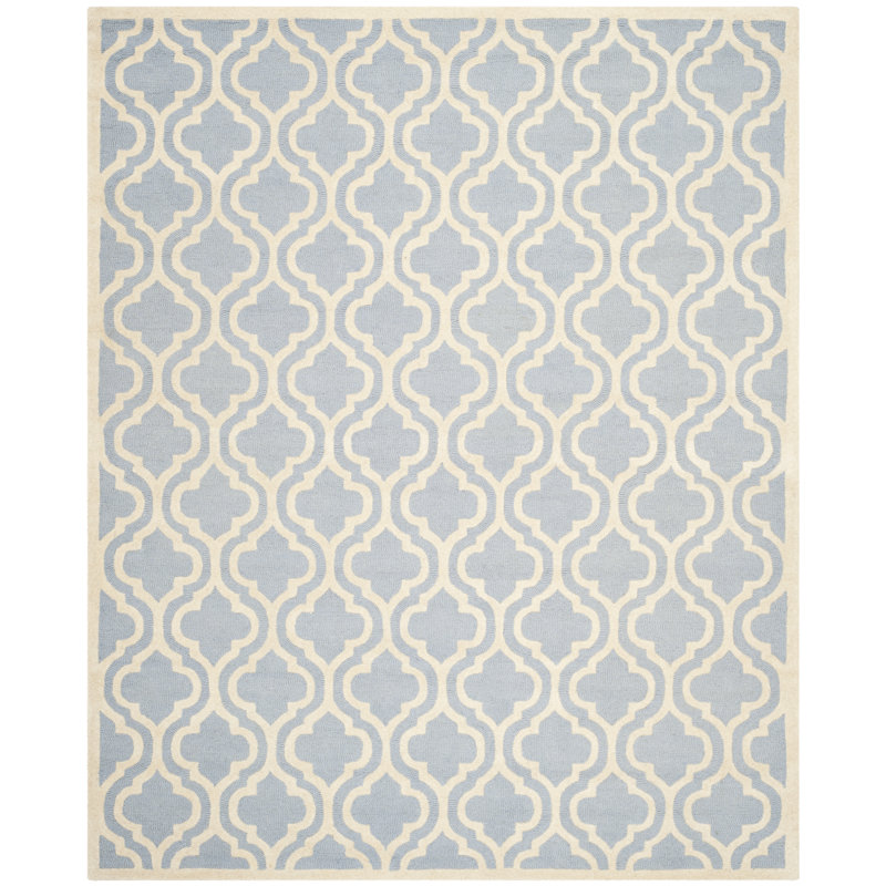 Hand-Tufted Wool Elegance Round Rug in Light Blue/Ivory, 2' x 3'
