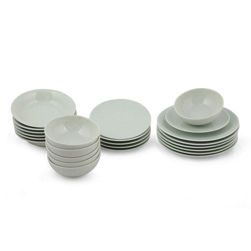 Peter Piece Porcelain China Dinnerware Set - Service for 6, Green