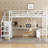 Full Size Metal Loft Bed with Desk & USB,LED lights -1742480366-1742480360