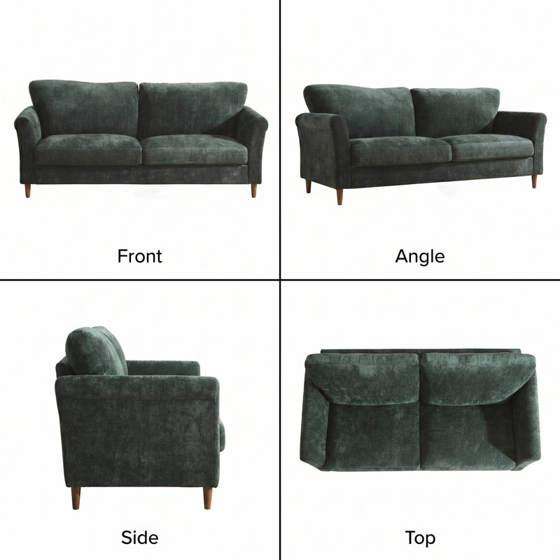 81" Mid-Century Modern Linen Upholstered Sofa, Green