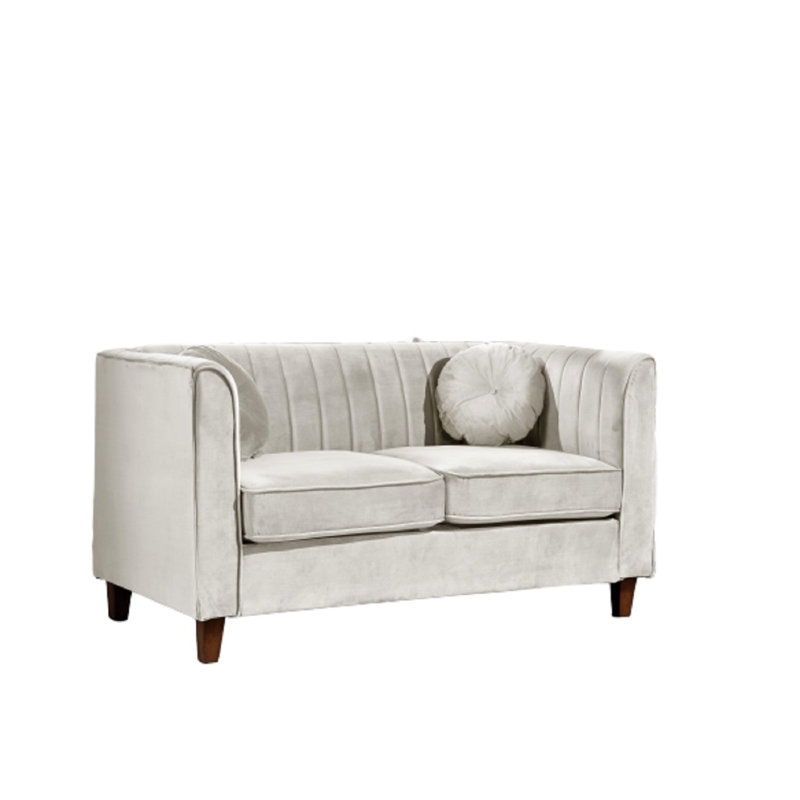 Causeuse en velours 57 po Gwendy, Velours beige