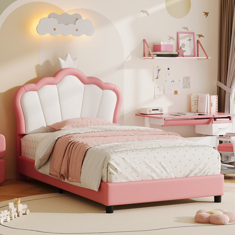 PU Upholstered Bed with Adjustable Headboard, 3ft